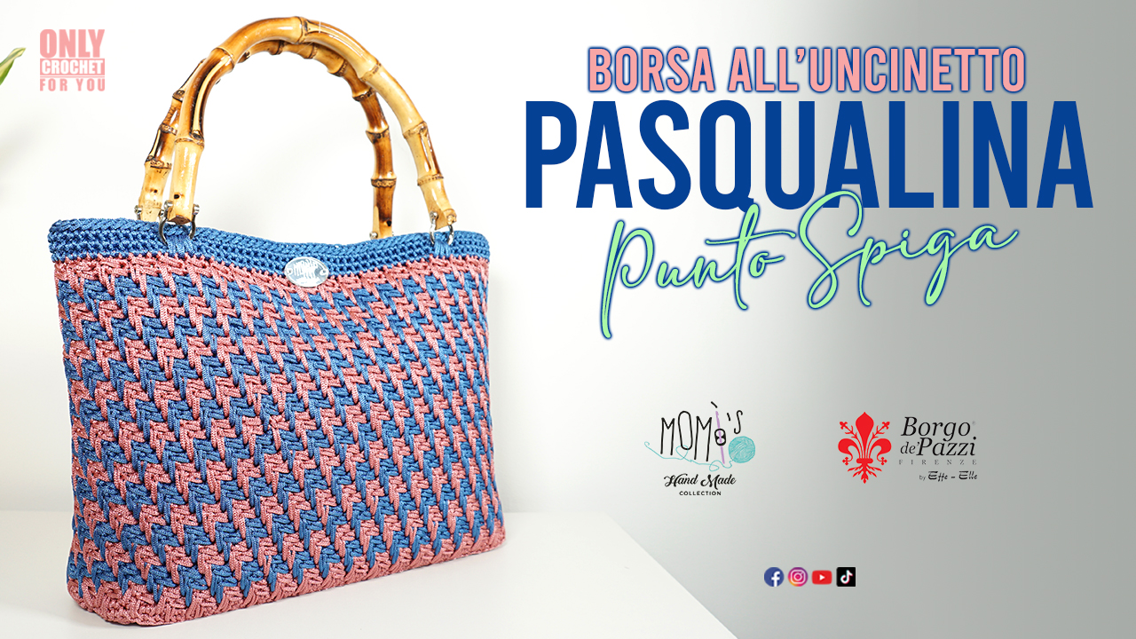 Come fare una maxi borsa all'uncinetto con punto spiga ed eleganti manici di bambù