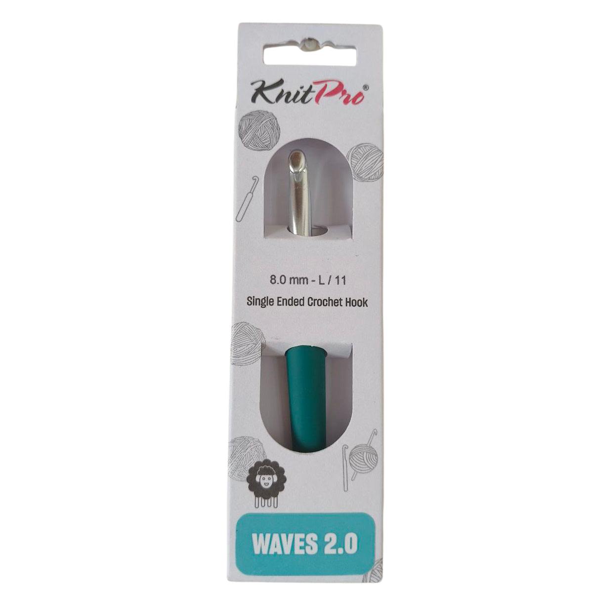 Set Uncinetti KnitPro Waves - Set Di 9 Uncinetti Deluxe, Misure Da 2 A 6 Mm, Impugnatura Morbida Ergonomica Kit Uncinetto Principianti
