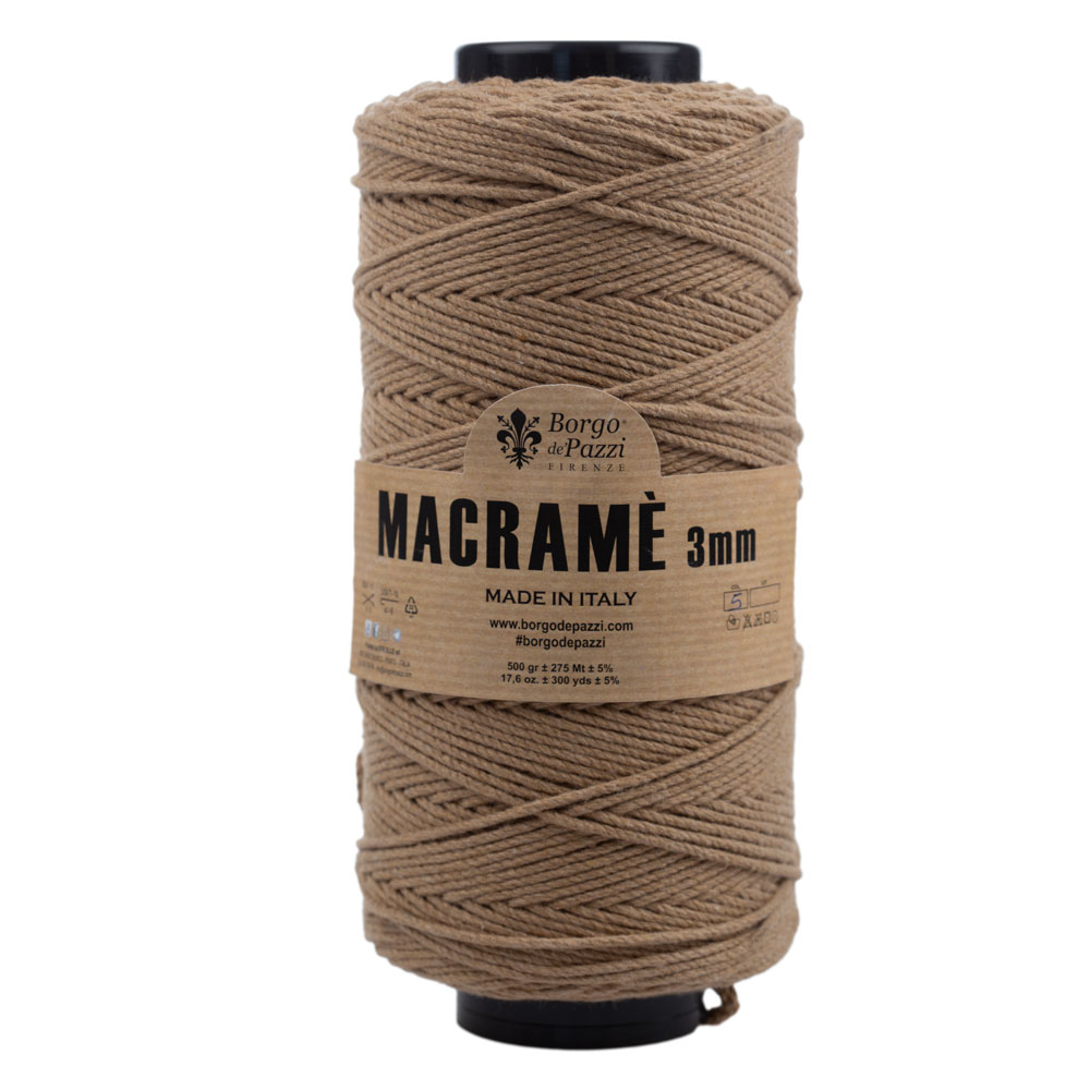 Filato Macramè 3 mm – 100% Made in Italy – 24 Colori – Morbido e Resistente – Ideale per Macramè, Uncinetto, Decorazioni, Borse, Arazzi e Accessori Creativi